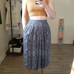 Blue Boho Midi Skirt